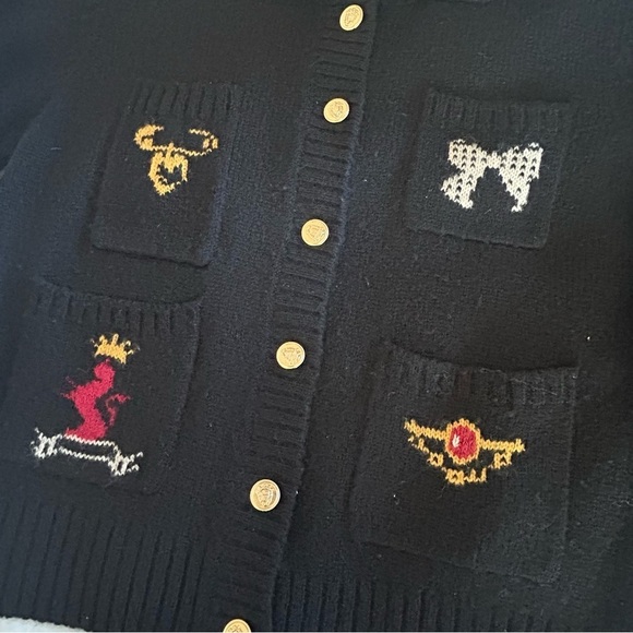 SUSAN BRISTOL Vtg Shetland Wool Classic Crested Cardigan Size L Old Money - Picture 3 of 12